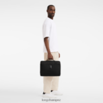 Men Black Longchamp Boxford Briefcase Bags L064081091 - Image 2