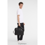 Men Black Longchamp Le Foulonne Briefcase Bags L064081100 - Image 2