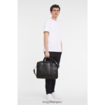 Men Black Longchamp Le Foulonne Briefcase Bags L06408478 - Image 2