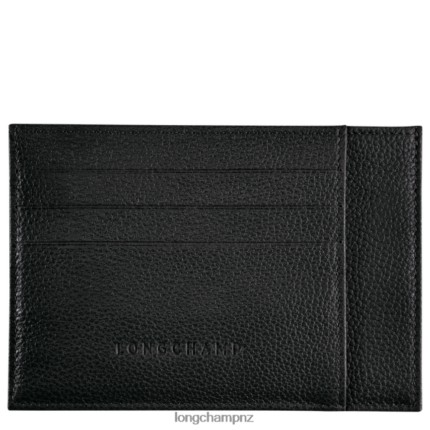 Men Black Longchamp Le Foulonne Card holder Leather Goods L06408650