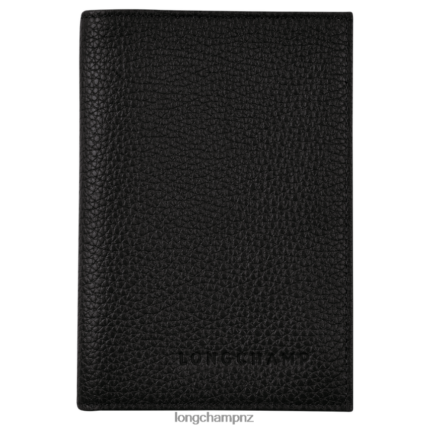 Men Black Longchamp Le Foulonne Passport cover Leather Goods L06408724
