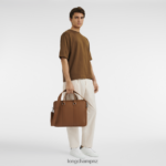 Men Caramel Longchamp Le Foulonne Briefcase Bags L06408480 - Image 2