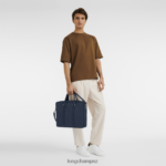 Men Navy Longchamp Le Foulonne Briefcase Bags L064081101 - Image 2
