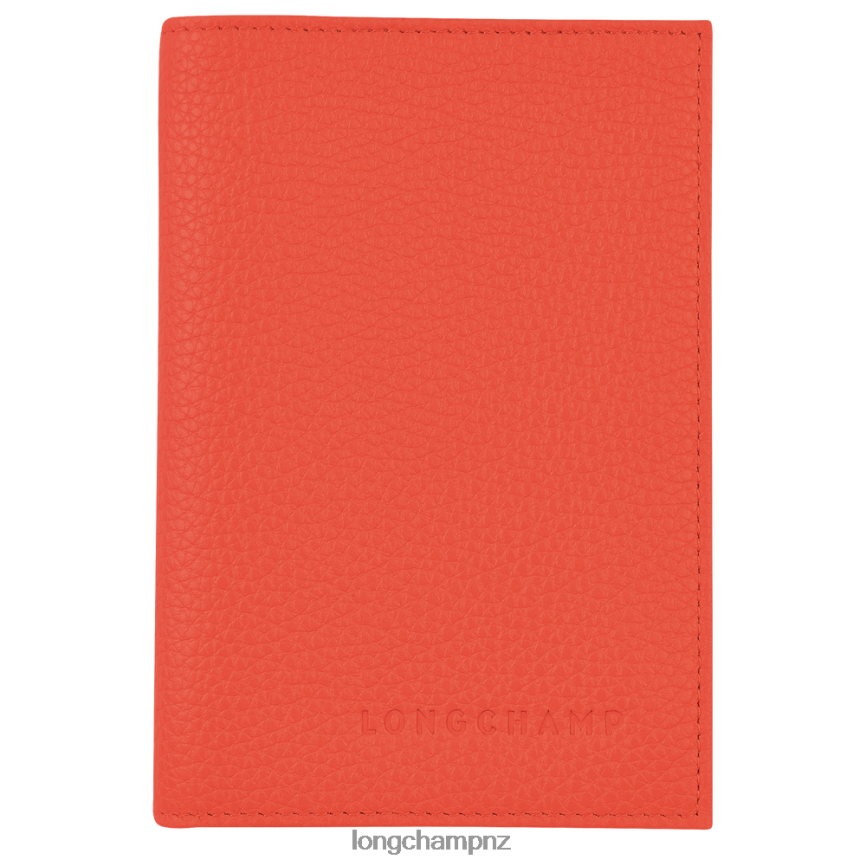 Men Orange Longchamp Le Foulonne Passport cover Leather Goods L06408725 - Image 1