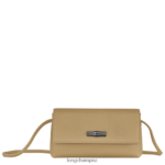 Women Beige Longchamp Roseau Essential Clutch Leather Goods L0640810