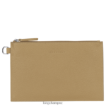 Women Beige Longchamp Roseau Essential Pouch Leather Goods L06408691