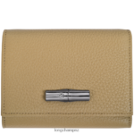 Women Beige Longchamp Roseau Essential Wallet Leather Goods L06408572