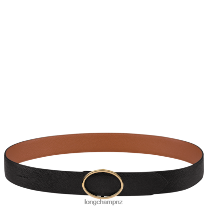 Women Black/Caramel Longchamp Le Foulonne belt Accessories L06408960