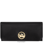 Women Black Longchamp Box-Trot Continental wallet Leather Goods L06408558