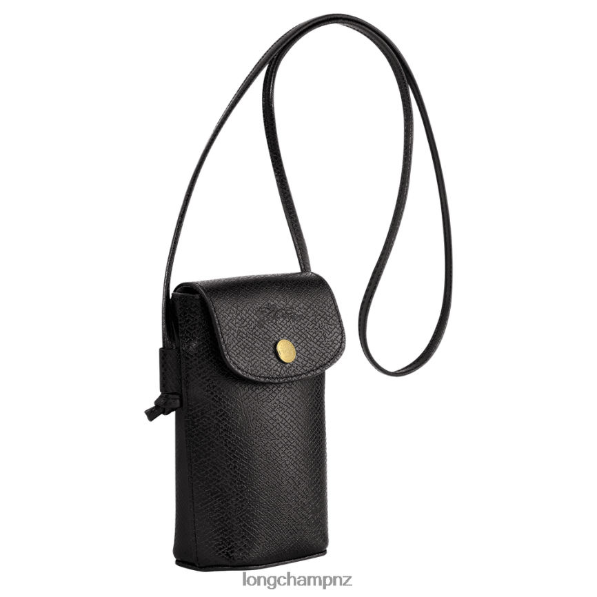 Women Black Longchamp Epure Phone case with leather lace Leather Goods L06408706 - Image 3
