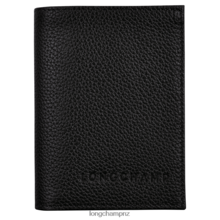Women Black Longchamp Le Foulonne Card holder Leather Goods L06408657