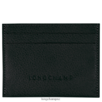 Women Black Longchamp Le Foulonne Cardholder Leather Goods L06408643