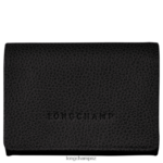 Women Black Longchamp Le Foulonne Coin purse Leather Goods L06408521