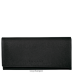 Women Black Longchamp Le Foulonne Continental wallet Leather Goods L06408602