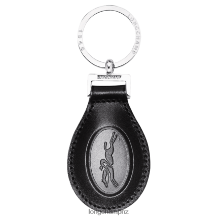 Women Black Longchamp Le Foulonne Key Rings Leather Goods L06408748
