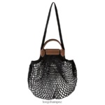 Women Black Longchamp Le Pliage filet Mesh bag Bags L0640865 - Image 4