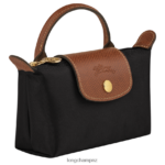 Women Black Longchamp Le Pliage Original Pouch with handle Leather Goods L06408662 - Image 3