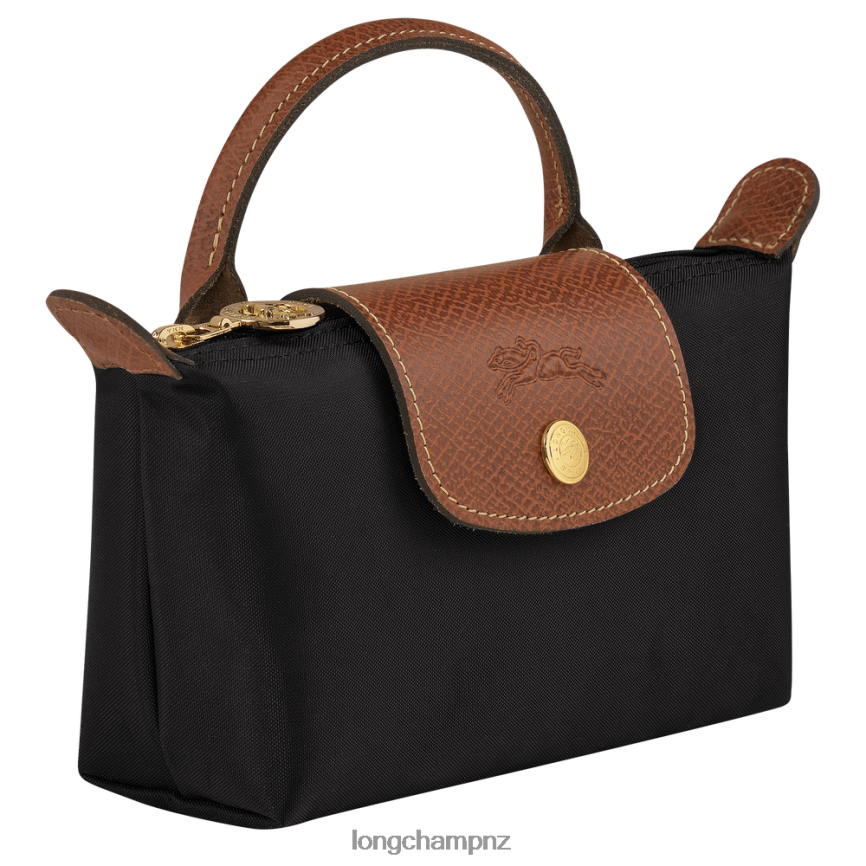 Women Black Longchamp Le Pliage Original Pouch with handle Leather Goods L06408662 - Image 3