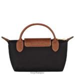 Women Black Longchamp Le Pliage Original Pouch with handle Leather Goods L06408662 - Image 4