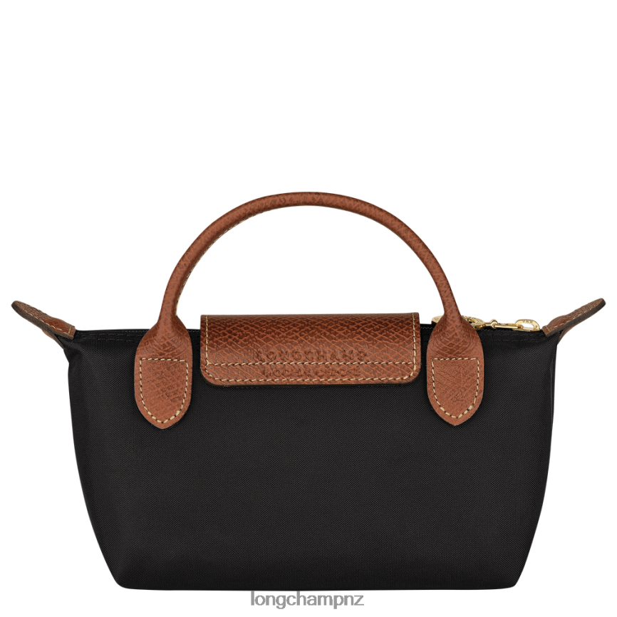 Women Black Longchamp Le Pliage Original Pouch with handle Leather Goods L06408662 - Image 4