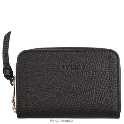 Women Black Longchamp Mailbox Coin purse Leather Goods L06408536