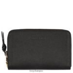 Women Black Longchamp Mailbox Wallet Leather Goods L06408613