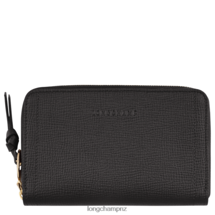 Women Black Longchamp Mailbox Wallet Leather Goods L06408613