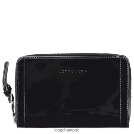 Women Black Longchamp Mailbox Wallet Leather Goods L06408619