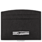 Women Black Longchamp Roseau Card holder Leather Goods L06408636