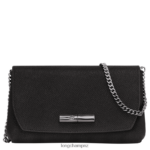 Women Black Longchamp Roseau Clutch Leather Goods L06408250
