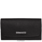 Women Black Longchamp Roseau Continental wallet Leather Goods L06408587