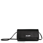 Women Black Longchamp Roseau Essential Clutch Leather Goods L064089