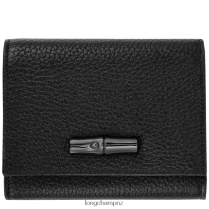 Women Black Longchamp Roseau Essential Wallet Leather Goods L06408571