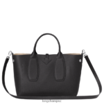 Women Black Longchamp Roseau Handbag Bags L06408103 - Image 4