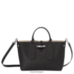 Women Black Longchamp Roseau Handbag Bags L06408103 - Image 5