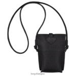 Women Black Longchamp Roseau Phone case with lace Leather Goods L06408683 - Image 4