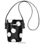 Women Black Longchamp Roseau Phone case with leather lace Leather Goods L06408682