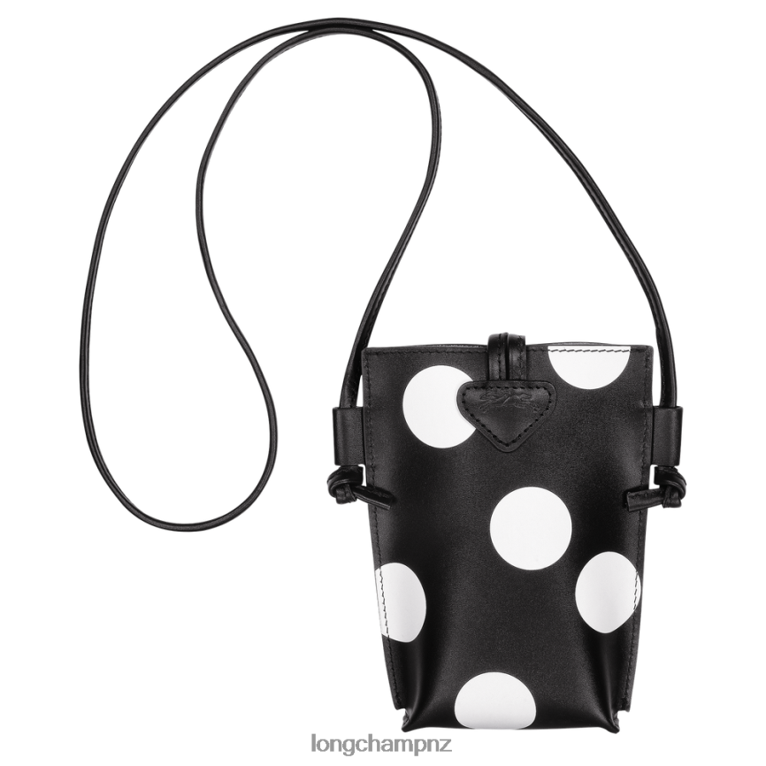 Women Black Longchamp Roseau Phone case with leather lace Leather Goods L06408682 - Image 4
