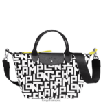 Women Black/White Longchamp Le Pliage LGP Handbag Bags L0640890