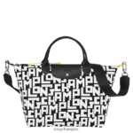 Women Black/White Longchamp Le Pliage LGP Handbag Bags L0640891