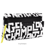 Women Black/White Longchamp Le Pliage LGP Pouch Leather Goods L06408677 - Image 2
