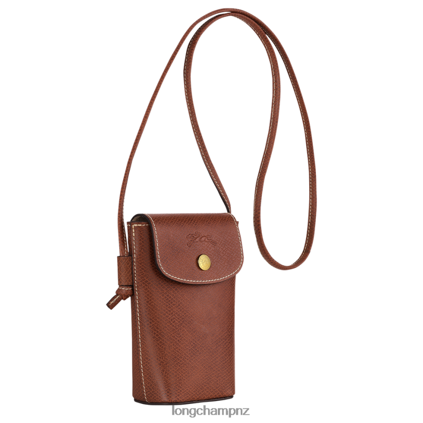 Women Brown Longchamp Epure Phone case with leather lace Leather Goods L06408708 - Image 3