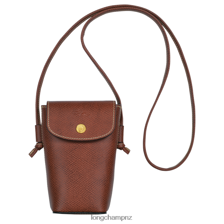 Women Brown Longchamp Epure Phone case with leather lace Leather Goods L06408708 - Image 1
