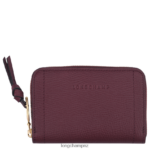 Women Burgundy Longchamp Mailbox Coin purse Leather Goods L06408537