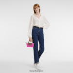 Women Candy Longchamp Le Pliage Original Pouch with handle Leather Goods L06408668 - Image 2