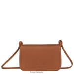 Women Caramel Longchamp Le Foulonne Wallet on chain Leather Goods L06408329