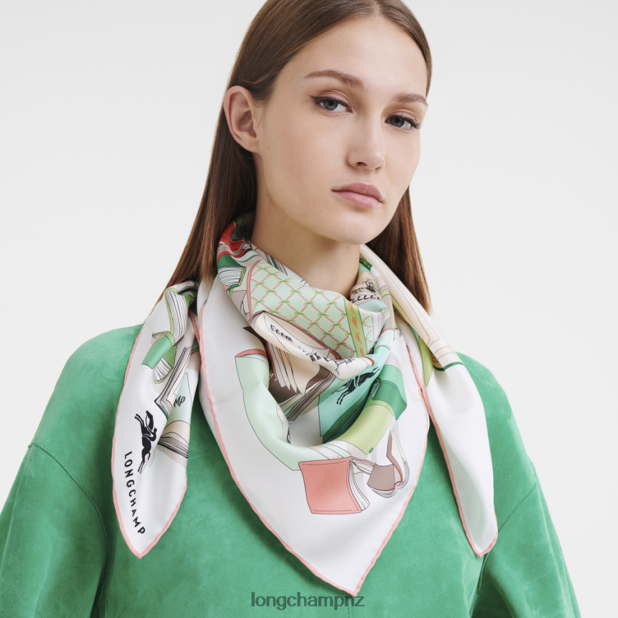 Women Celadon Longchamp Spring/Summer 2023 Collection Silk scarf 90 Accessories L064081051 - Image 2