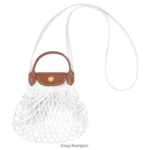 Women Ecru Longchamp Le Pliage Filet Mesh bag Leather Goods L0640819