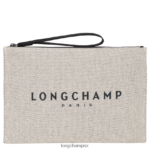 Women Ecru Longchamp Roseau Pouch Leather Goods L06408681