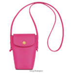 Women Fuchsia Longchamp Epure Phone case with leather lace Leather Goods L06408710